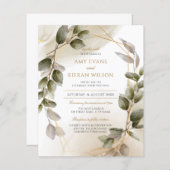 Budget Elegant Blush Green Gold Waterverf Wedding (Voorkant / Achterkant)