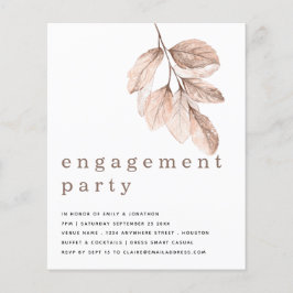 Budget Elegant Blush Leaf Engagement Party nodigt 