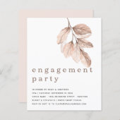 Budget Elegant Blush Leaf Engagement Party nodigt  (Voorkant / Achterkant)