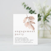 Budget Elegant Blush Leaf Engagement Party nodigt  (Staand voorkant)