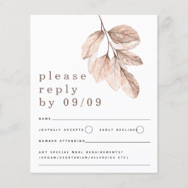 Budget Elegant Blush Leaves Wedding RSVP