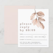 Budget Elegant Blush Leaves Wedding RSVP (Voorkant / Achterkant)
