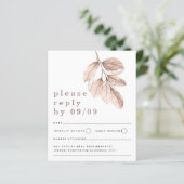 Budget Elegant Blush Leaves Wedding RSVP (Staand voorkant)