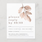 Budget Elegant Blush Leaves Wedding RSVP (Voorkant)