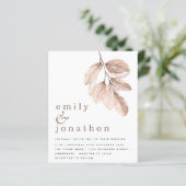 Budget Elegant Blush Leaves Wedding Uitnodiging (Staand voorkant)