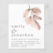 Budget Elegant Blush Leaves Wedding Uitnodiging (Voorkant)