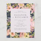 Budget Elegant Blush Navy Floral Wedding Invite (Voorkant)