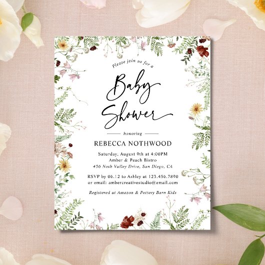 Budget Elegant Boho Baby shower Uitnodiging