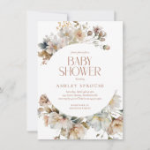 Budget Elegant Boho Bloemen Botanisch Baby shower Kaart (Voorkant)