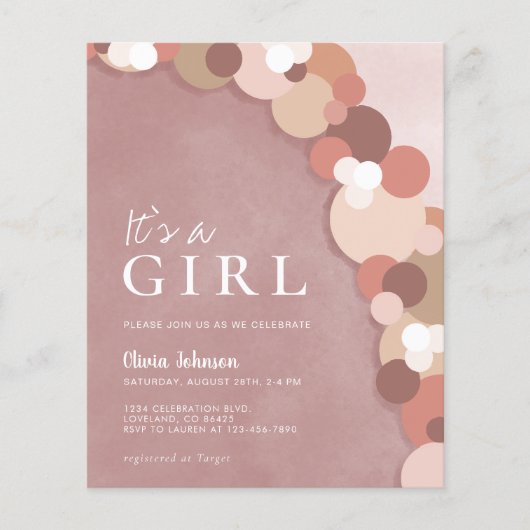 Budget Elegant Boho Schattige Baby shower Uitnodig (Voorkant)