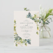 Budget Elegant bos laat groen bruiloft Kaart (Staand voorkant)