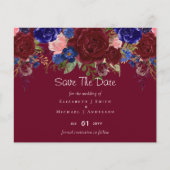 Budget Elegant Bourgondië Blauwe Bloemige Bruiloft (Voorkant)