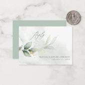 budget elegant bruiloft eucalyptus botanische RSVP Notitiekaartje (Voorkant / Achterkant in situ)