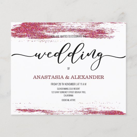 BUDGET/Elegant bruiloft uitnodiging. Flyer (Voorkant)