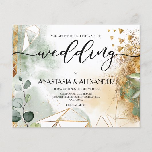 BUDGET/Elegant bruiloft uitnodiging. Invitation Fl Flyer (Voorkant)