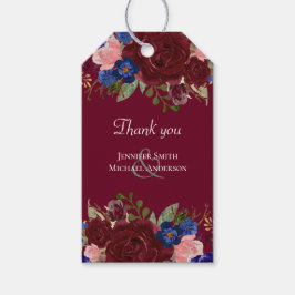 Budget Elegant Burgundy Blue Floral Wedding Cadeaulabel