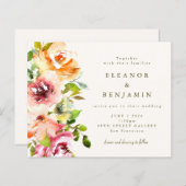 Budget Elegant Burgundy Floral Wedding Uitnodiging (Voorkant / Achterkant)