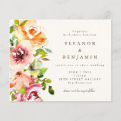 Budget Elegant Burgundy Floral Wedding Uitnodiging (Voorkant)