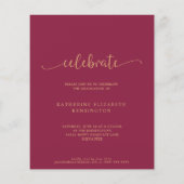 Budget Elegant Burgundy Gold Arch Photo Afstuderen (Achterkant)