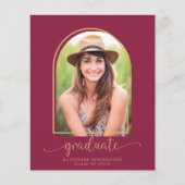 Budget Elegant Burgundy Gold Arch Photo Afstuderen (Voorkant)