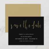 Budget Elegant Calligraphy Gold Black Save Date (Voorkant / Achterkant)