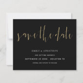 Budget Elegant Calligraphy Gold Black Save Date (Voorkant)