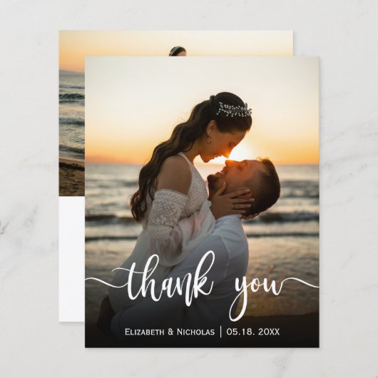 Budget Elegant Calligraphy Photo Weddenschap Harte (Voorkant / Achterkant)