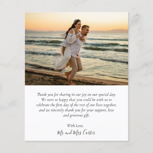 Budget Elegant Calligraphy Photo Weddenschap Harte (Achterkant)