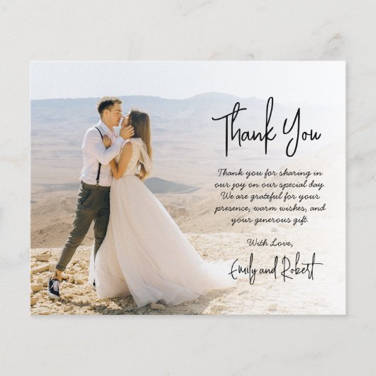 Budget Elegant Calligraphy Photo Weddenschap Harte Flyer (Voorkant)