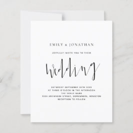 Budget Elegant Calligraphy Wedding Invitation