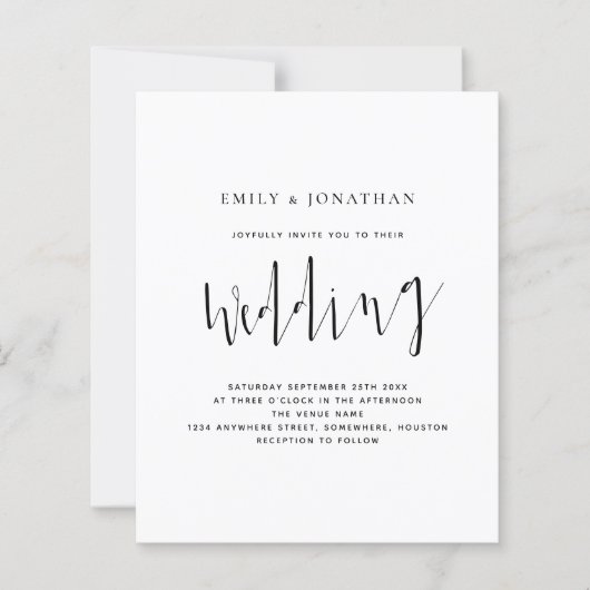 Budget Elegant Calligraphy Wedding Invitation (Voorkant)