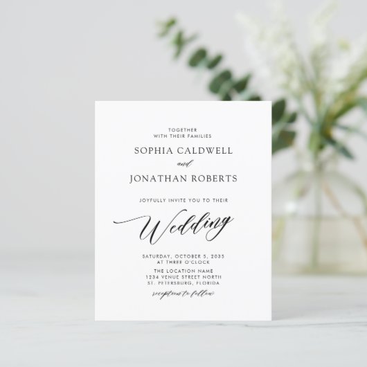 Budget Elegant Calligraphy Wedding Invitation (Staand voorkant)