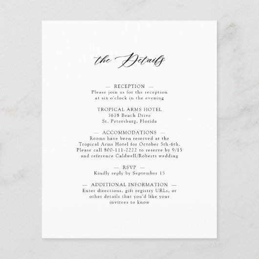 Budget Elegant Calligraphy Wedding Invitation (Achterkant)