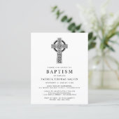 Budget Elegant Celtic Cross Baptism Uitnodiging (Staand voorkant)