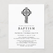Budget Elegant Celtic Cross Baptism Uitnodiging (Voorkant)