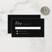 BUDGET Elegant Clean Minimalist Black Weddenschap  Notitiekaartje (Voorkant / Achterkant in situ)