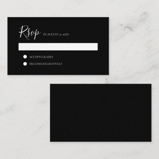 BUDGET Elegant Clean Minimalist Black Weddenschap  Notitiekaartje (Voorkant / Achterkant)