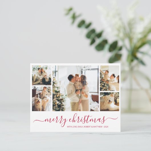 Budget Elegant Collage Kerstfeestdag Briefkaart (Staand voorkant)