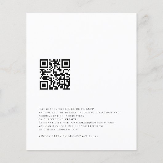 Budget Elegant Crane QR Code Weduwen Uitnodiging (Achterkant)
