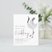 Budget Elegant Crane Wedding Uitnodiging (Staand voorkant)