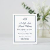 BUDGET Elegant Double Border Monogram Navy Weddens (Staand voorkant)