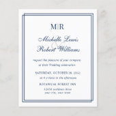 BUDGET Elegant Double Border Monogram Navy Weddens (Voorkant)