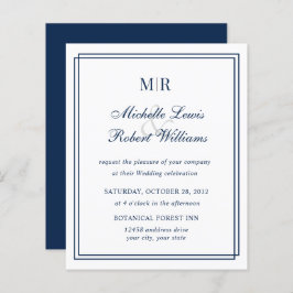 BUDGET Elegant Double Border Monogram Navy Weddens