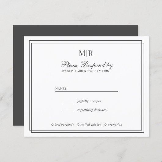 BUDGET Elegant Double Border Monogram Weddenschap  (Voorkant / Achterkant)