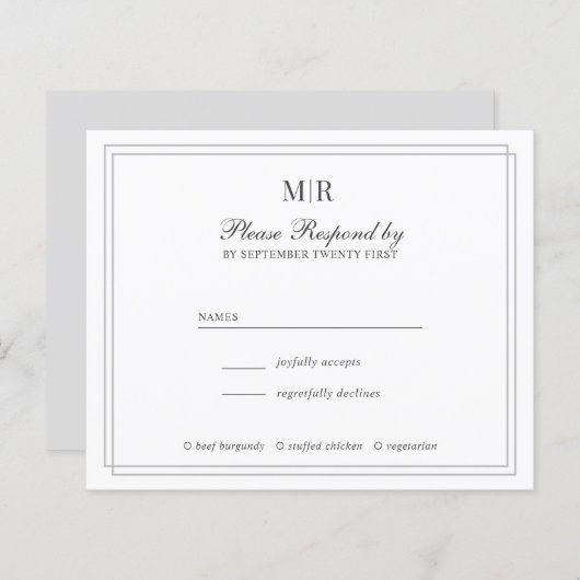 BUDGET Elegant Double Border Monogram Weddenschap (Voorkant / Achterkant)