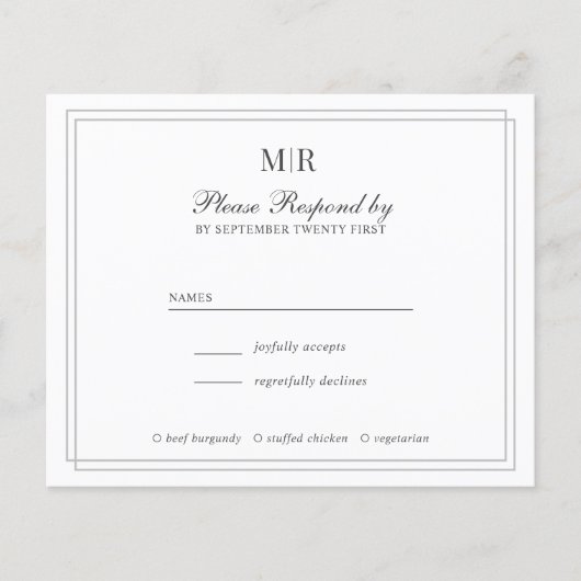 BUDGET Elegant Double Border Monogram Weddenschap (Voorkant)