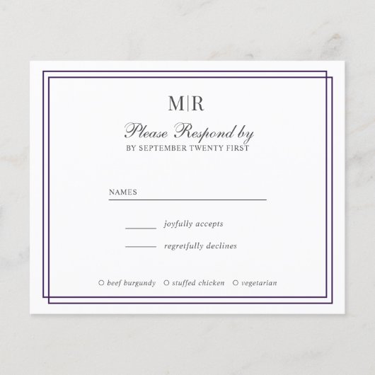 BUDGET Elegant Double Border Monogram Weddenschap (Voorkant)