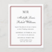 BUDGET Elegant Double Border Monogram Weddenschap (Voorkant)