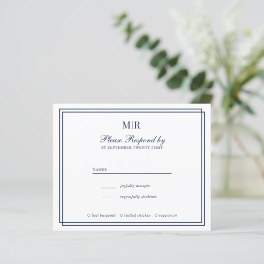 BUDGET Elegant Double Border Monogram Weddenschap (Staand voorkant)