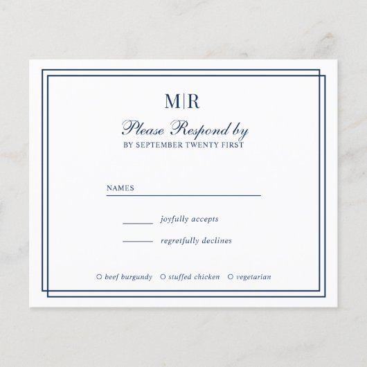 BUDGET Elegant Double Border Monogram Weddenschap (Voorkant)